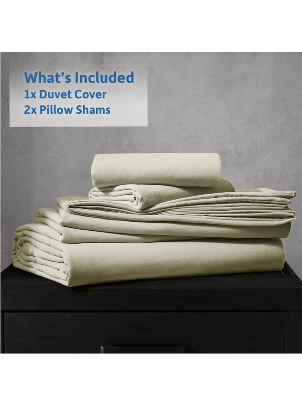 Light Sage Green Duvet Cover with Zipper 3Pc. Set-FULL SIZE